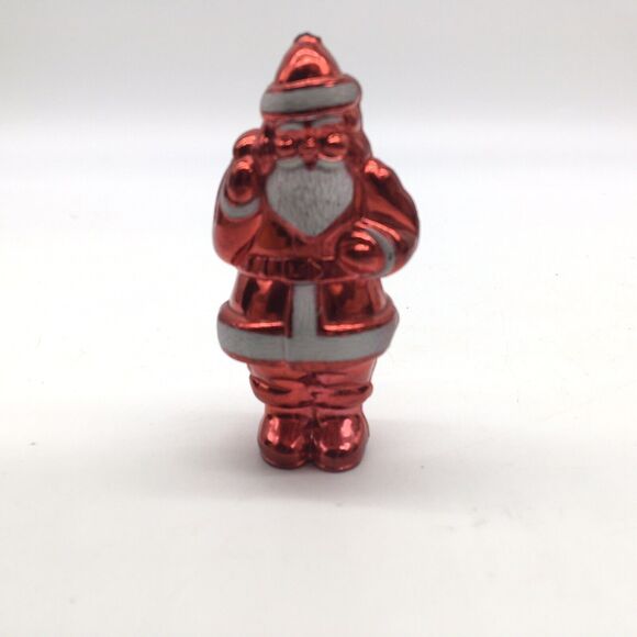 Vtg Mid Century Christmas Hard Plastic Celluloid Red Shiny Santa Figure Ornament - Picture 3 of 9